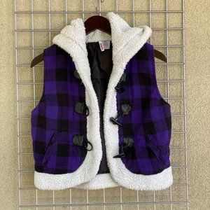 Open Front Plaid Sherpa Lined Cozy Boho Vest